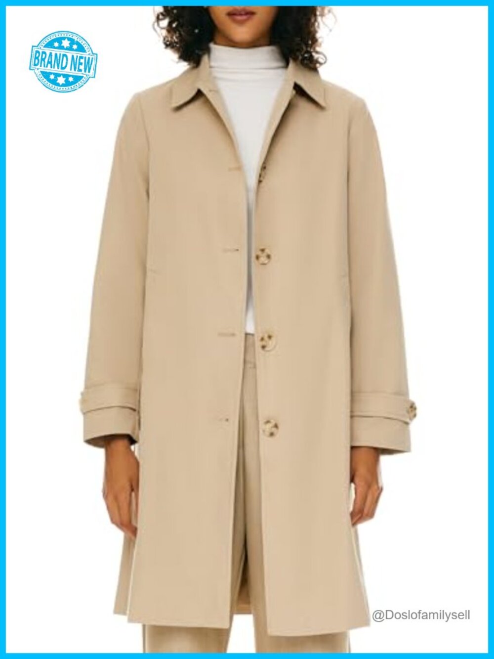 Single Breasted Trench Coat Mid-Long Classic Lapel